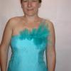 Kim after
Made into a Cocktail dress, dyed cerulean blue with tulle neckline